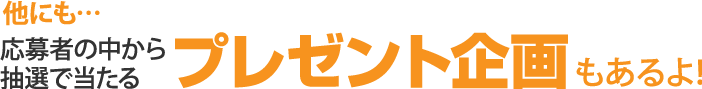 応募者の中から抽選で当たるプレゼント企画もあるよ！